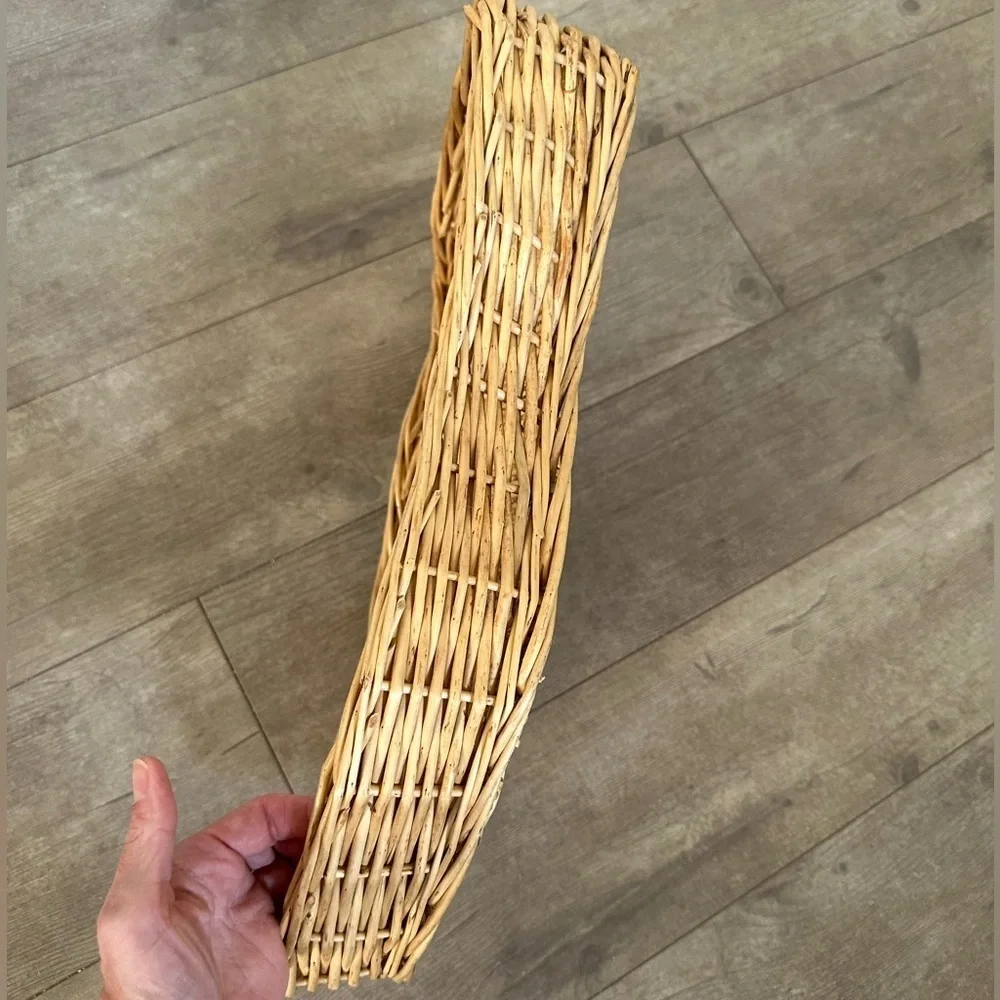 Gorgeous Fish Shaped Wicker Basket Snack Serving Tray + serving dip dish 17”x10”